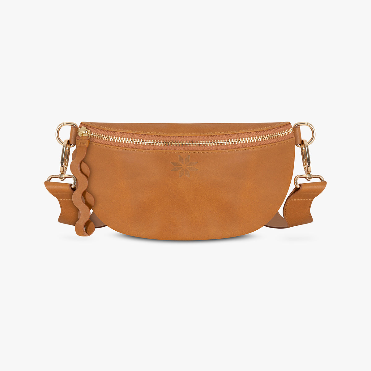 Caramel Leather Crossbody Bag front