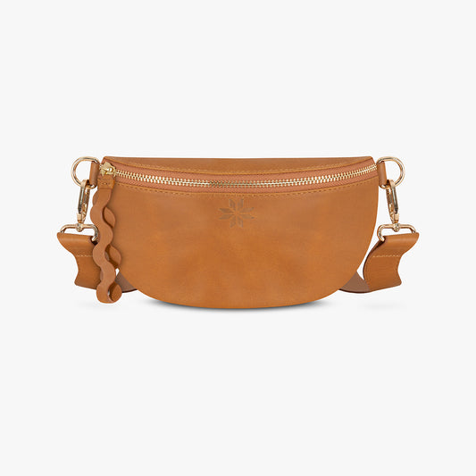 Caramel Leather Crossbody Bag front