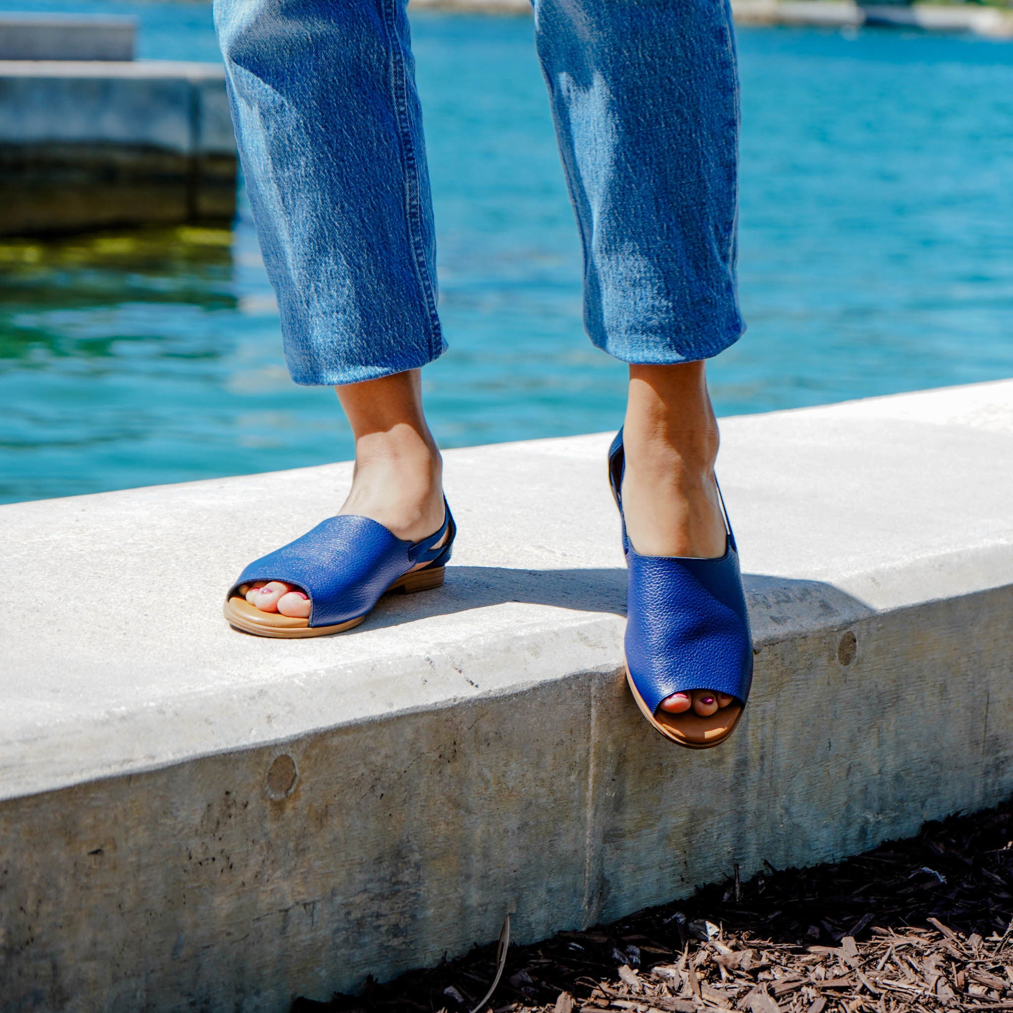 Close up of Woman wearing Night Sky Sandals