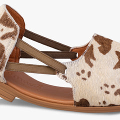 Close Up Cow Print Peep Toes Elastic