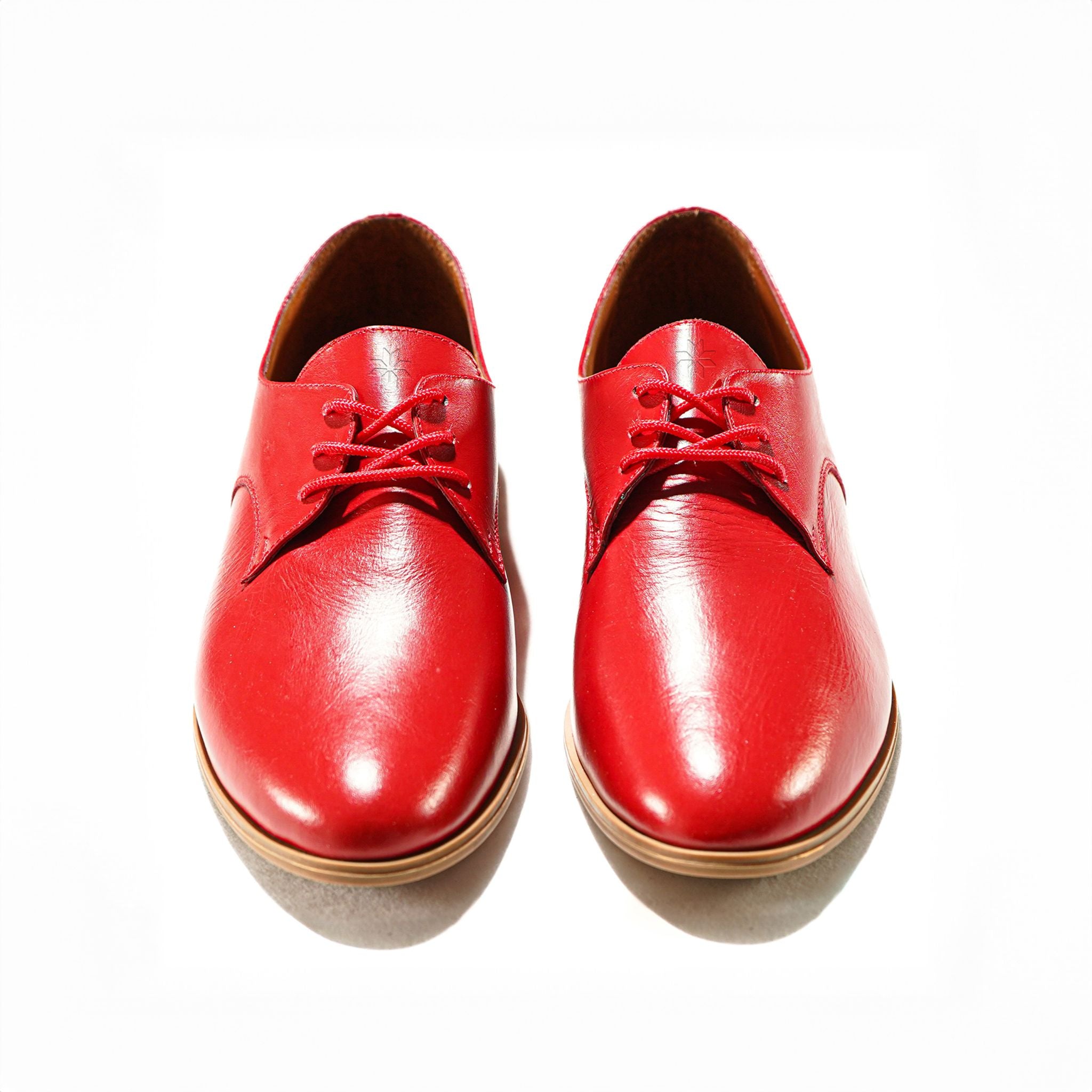 Red Leather Shoes Front View