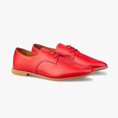 Red Leather Shoes Topside View