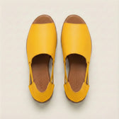 Yellow peep toe sandals
