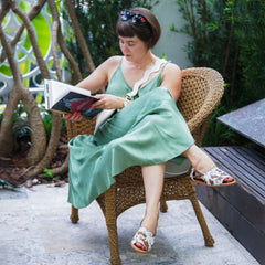 Woman wearing Cow Print Peep Toes