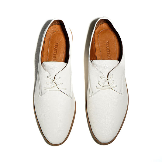 White Leather Shoes Topdown View