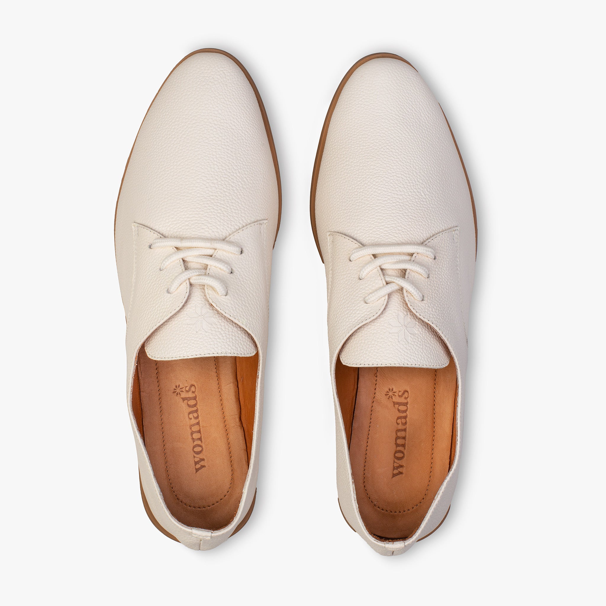 White Leather Shoes Topdown View