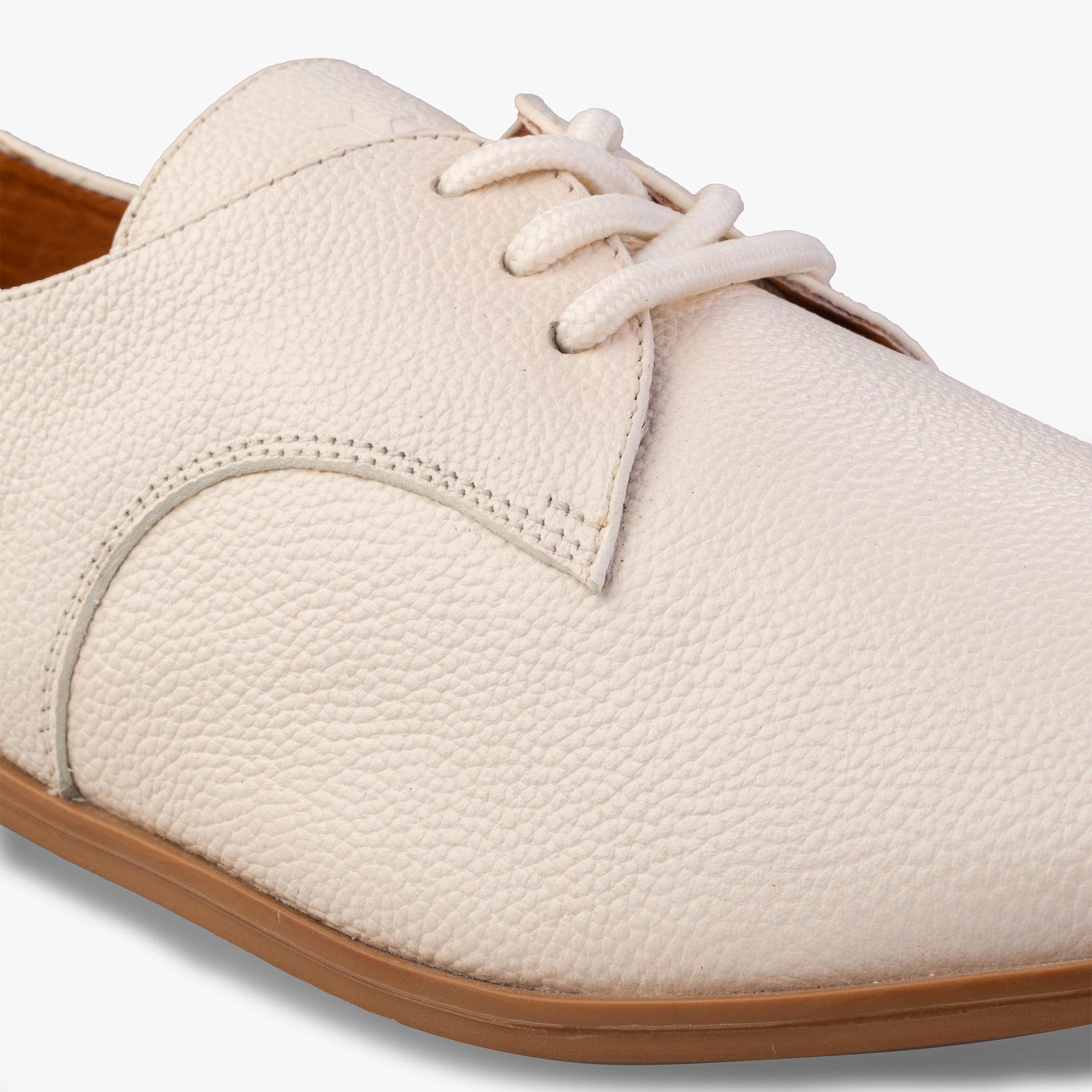 White Leather Shoes Upper Details View