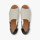 black and white sandals top view