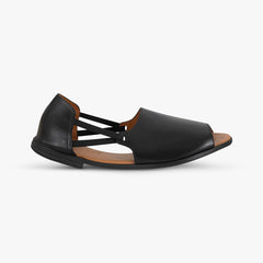 Womads black sandals for women side view