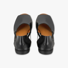 black sandals for women back view at angle