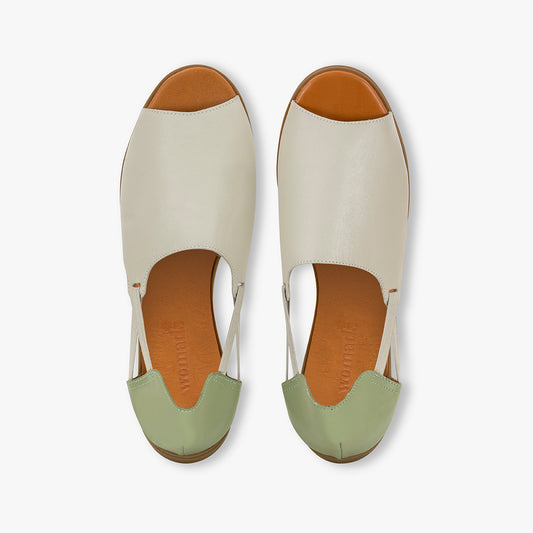 green and cream sandals 