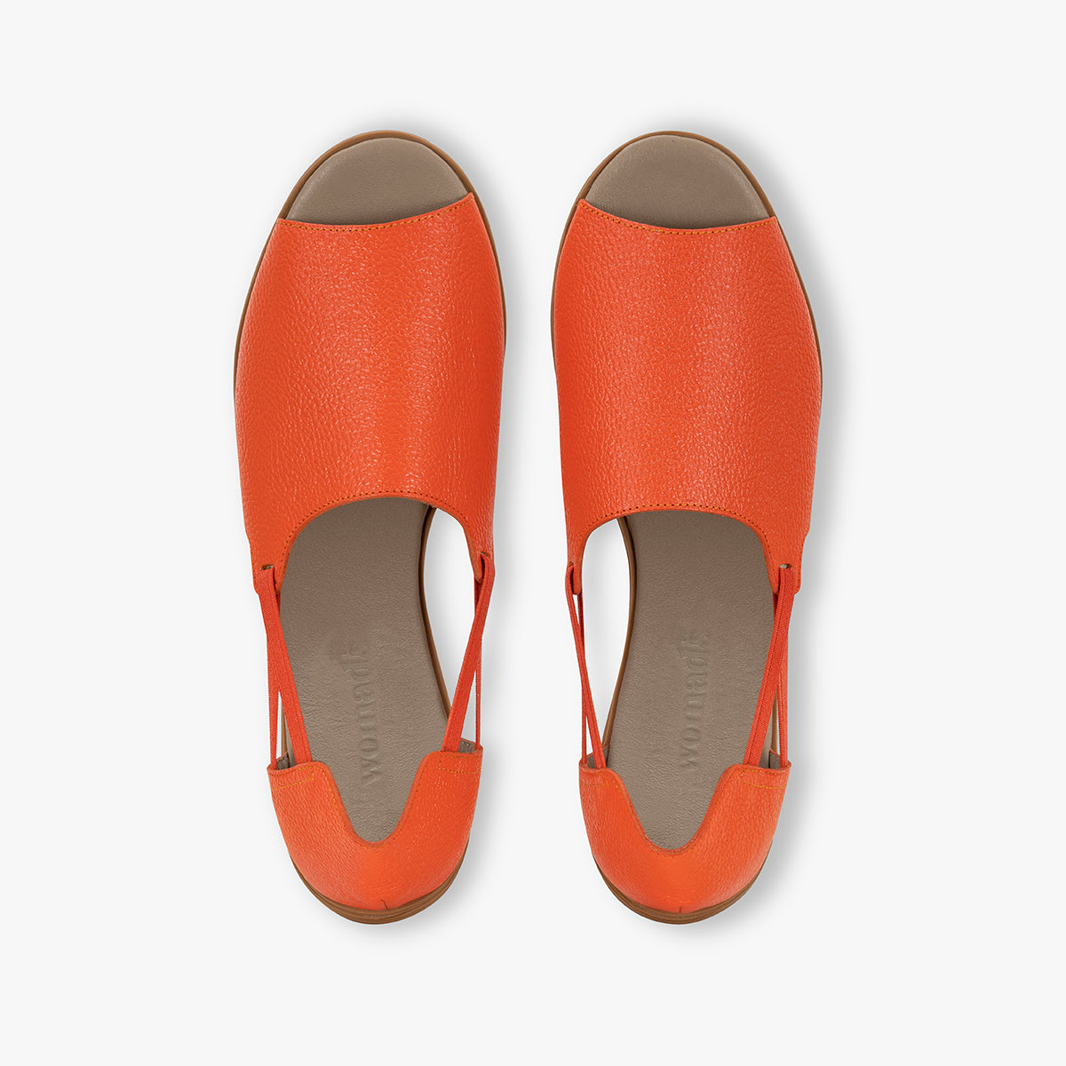 Womads orange sandals top view