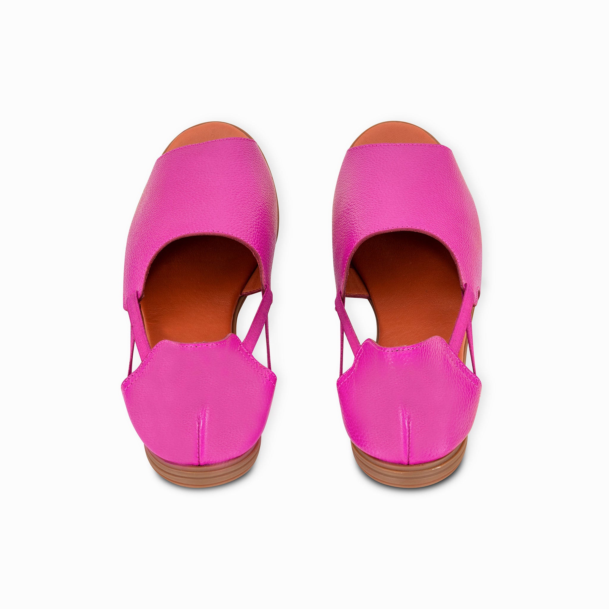 Womads pink sandals peep toe back view