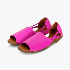 Womads pink sandals peep toe side view