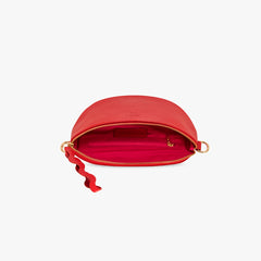 red crossbody bag interior