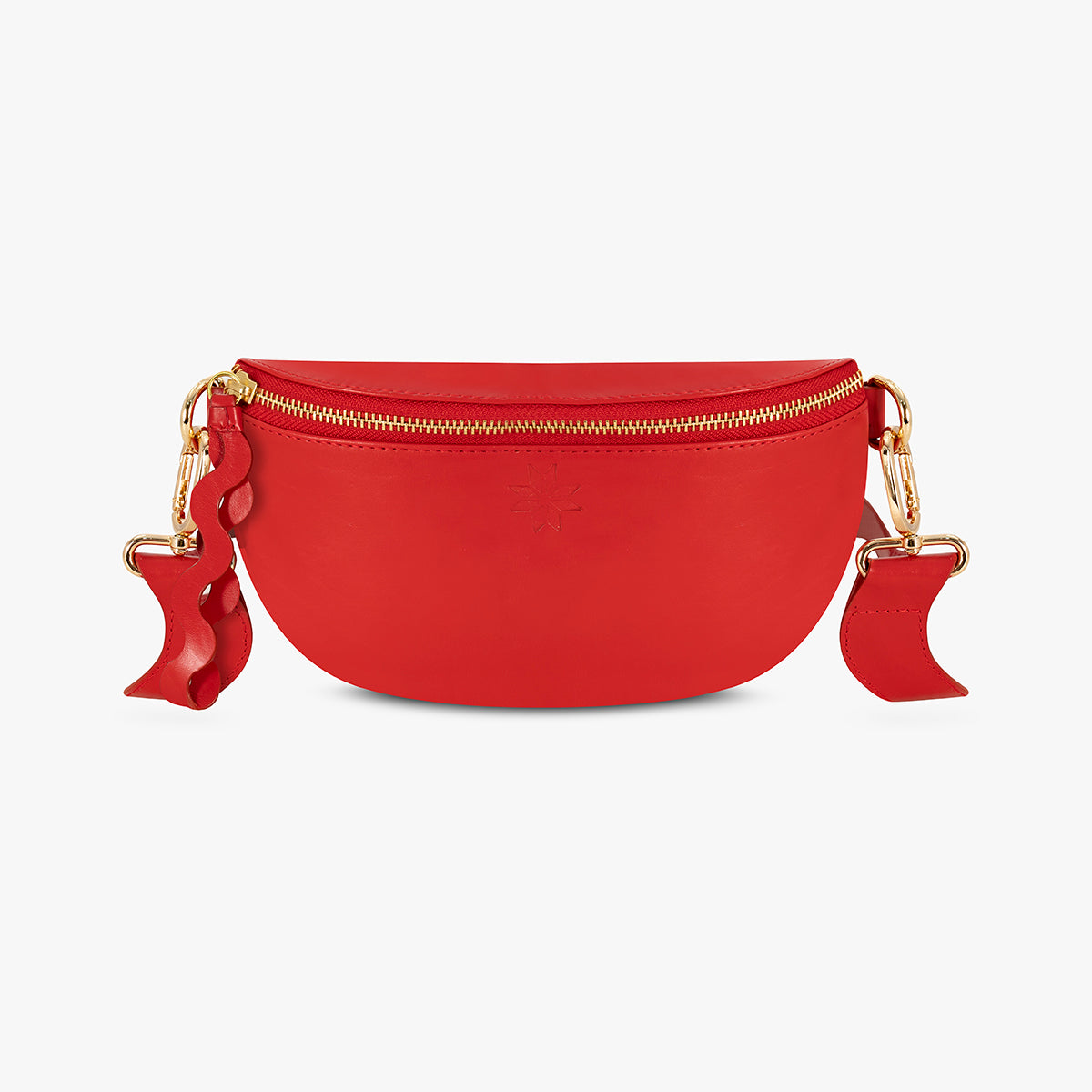 Red leather crossbody bag front
