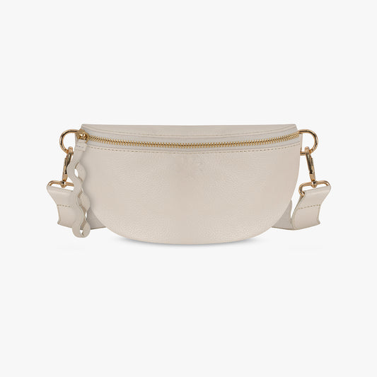 Cream leather crossbody bag