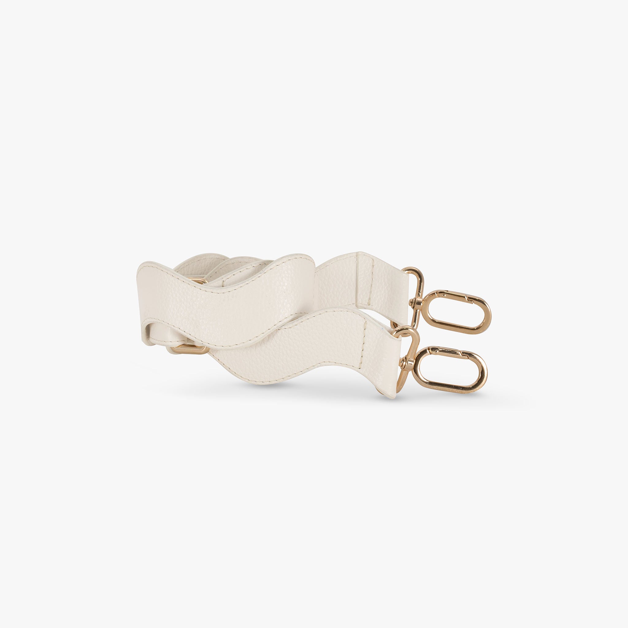 White crossbody rolled up strap