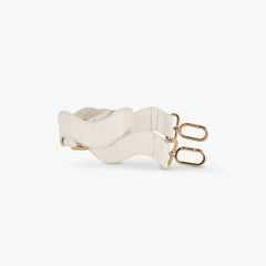 White crossbody rolled up strap