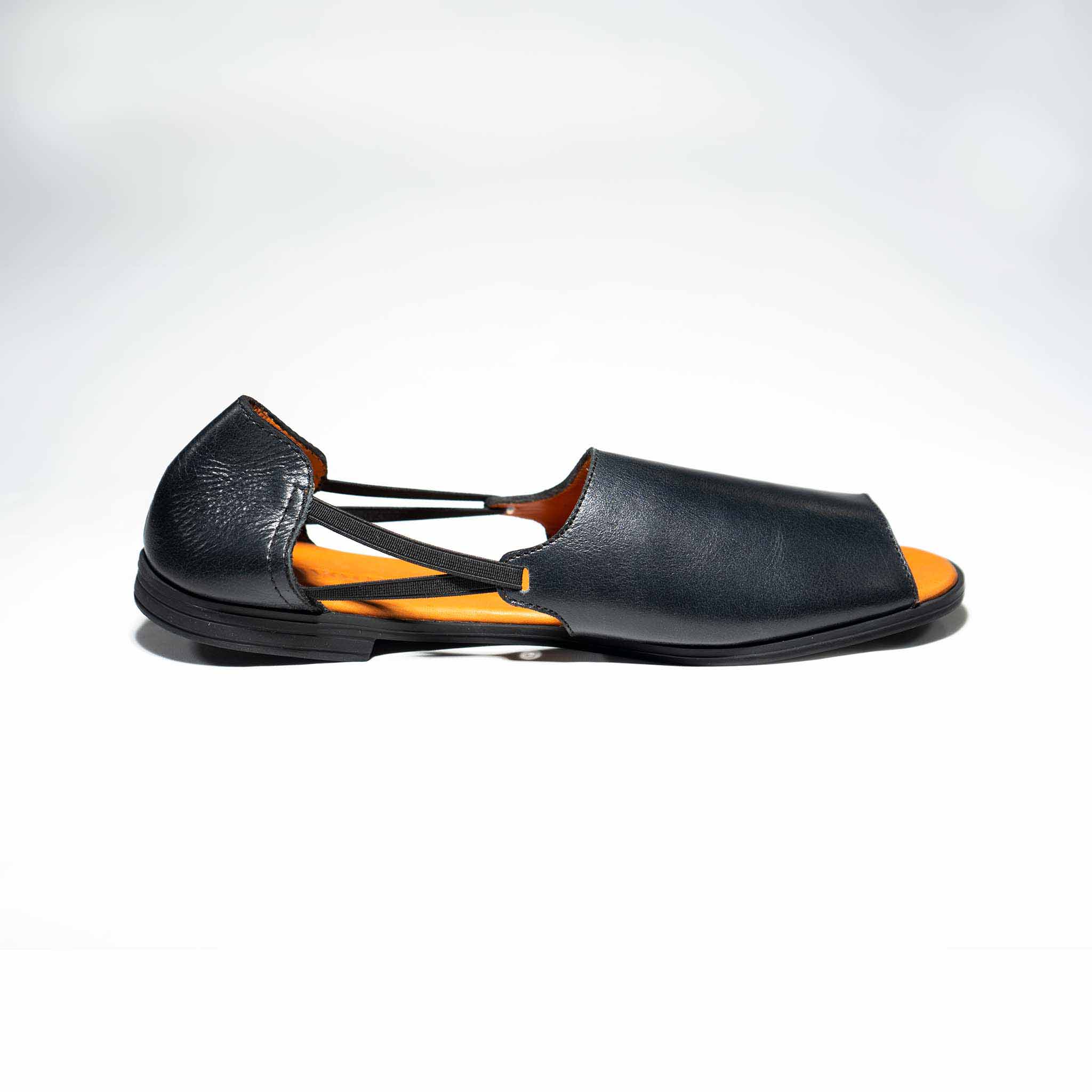 Womads black sandals for women side view