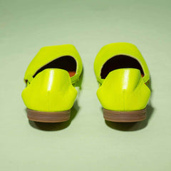 Womads lime green sandals back view