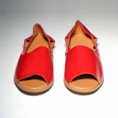 Womads red sandals front view