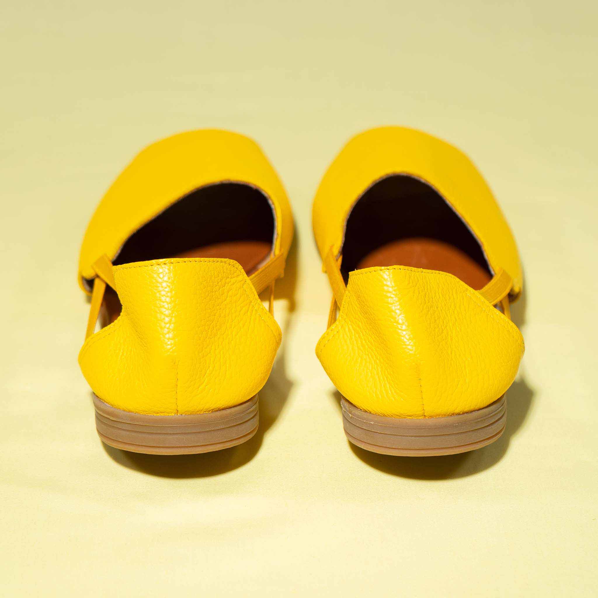 Womads yellow sandals back view