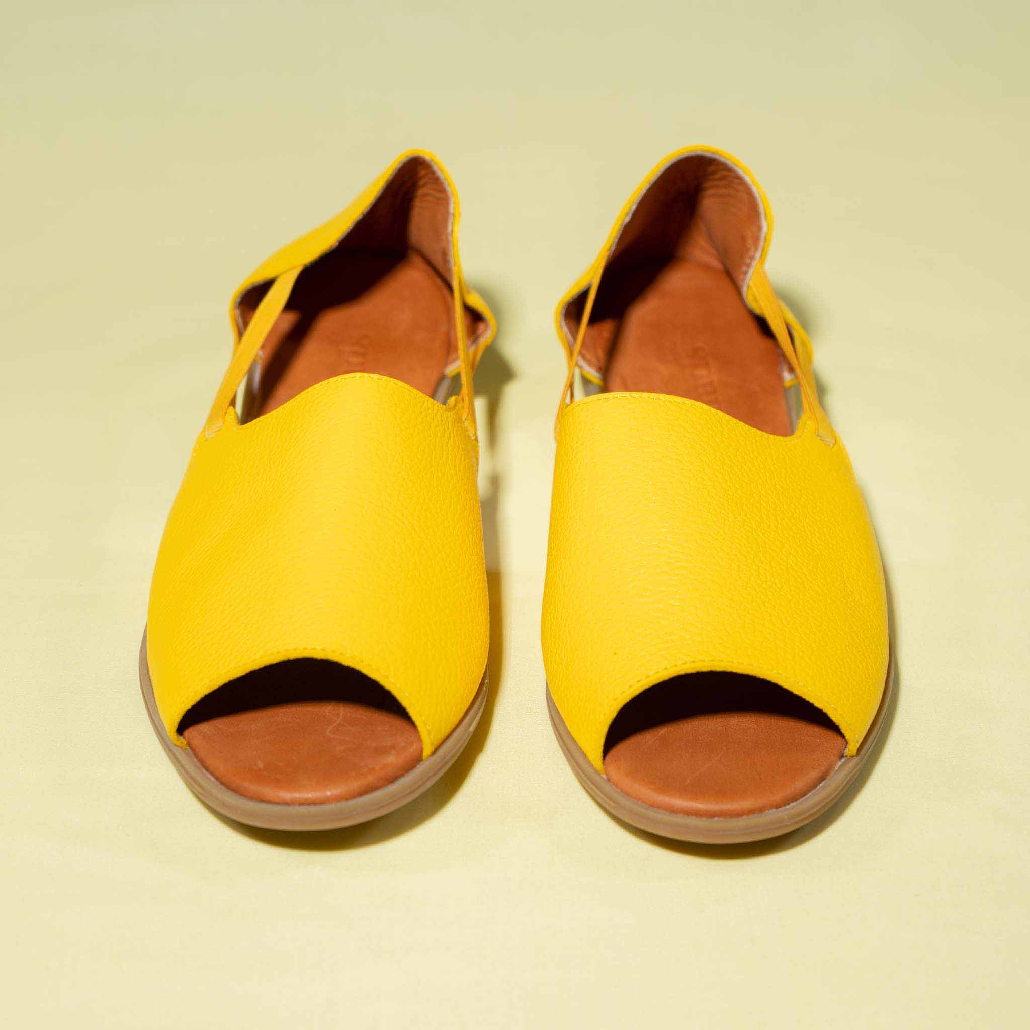 Womads yellow sandals front view